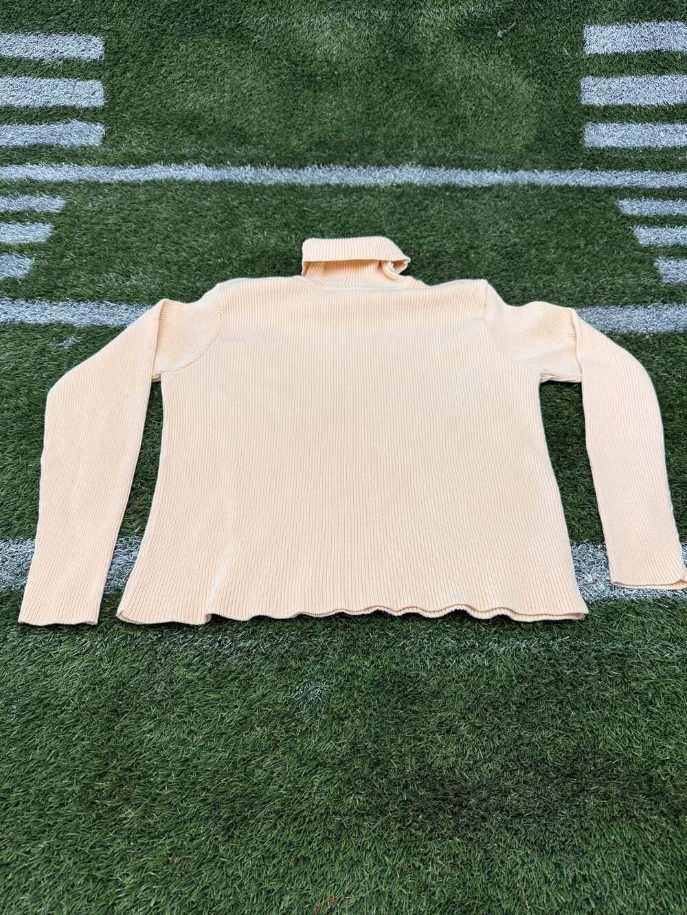 Women's Butter Yellow Ribbed Turtleneck Sweater
